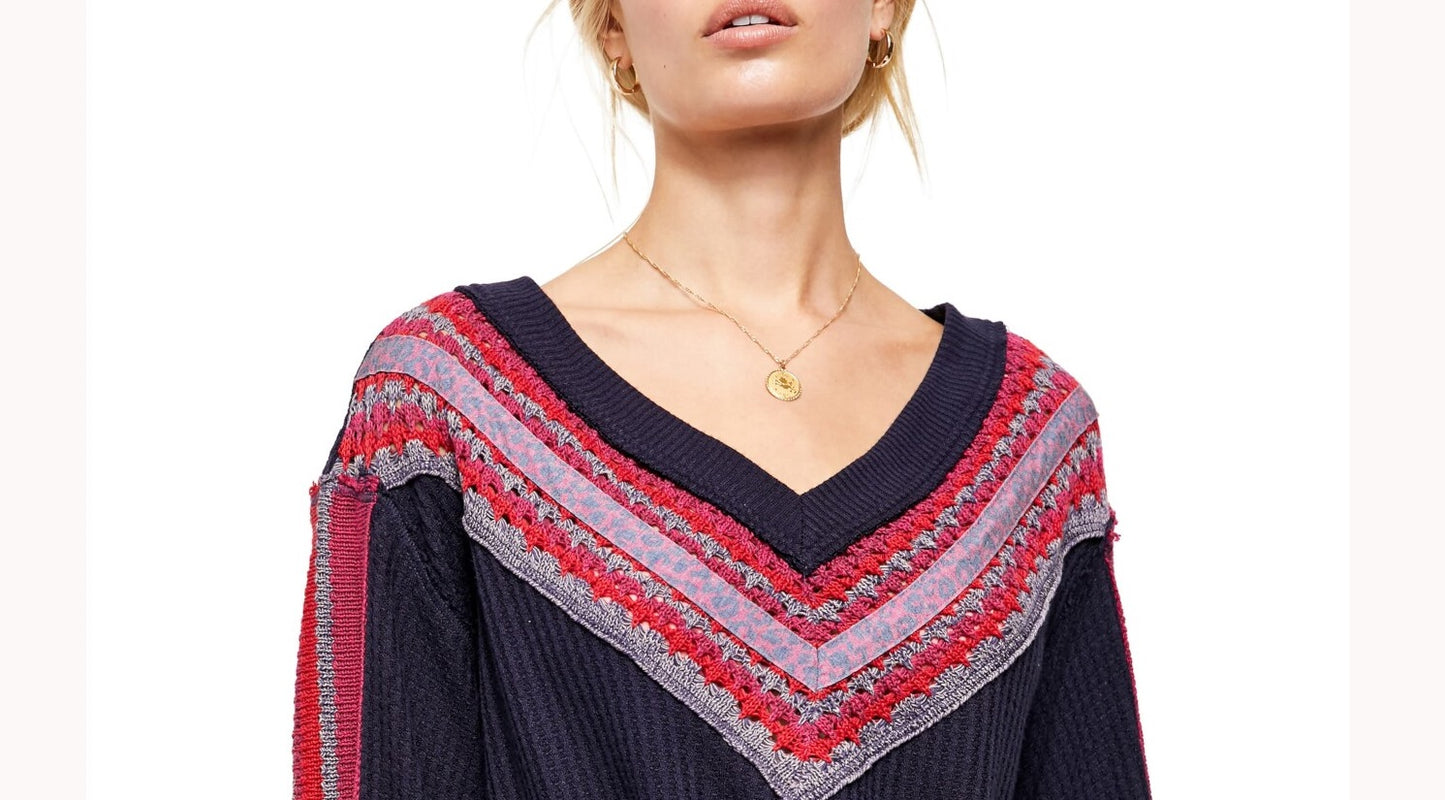 Free People Women's Copenhagen Thermal Sweater Blue Size Medium