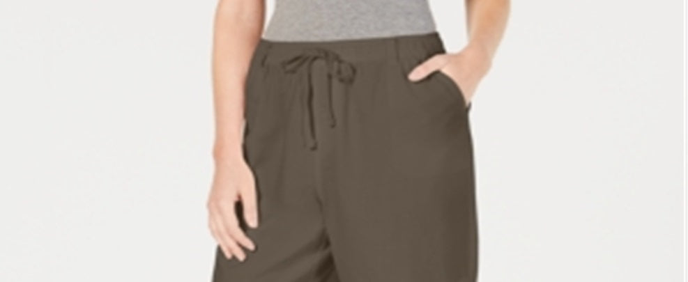 Karen Scott Women's Cotton Drawstring Shorts Brown Size Large