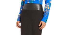 Calvin Klein Women's Faux Leather Trimmed Pencil Skirt Black Size 6