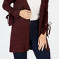 Charter Club Women's Tie Cuff Cardigan Maroon Size Petite Small