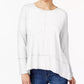 Style & Co Women's Cotton High Low Top Sweater Gray Size Medium