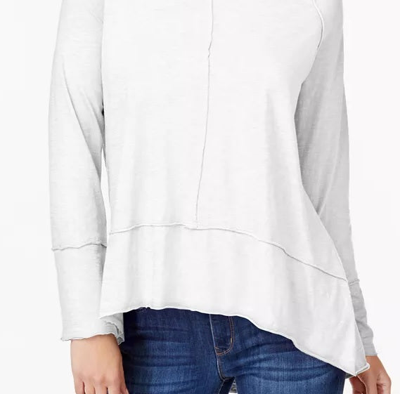Style & Co Women's Cotton High Low Top Sweater Gray Size Medium