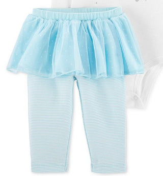 Carter's Girl's 'Magical Like Mommy' Bodysuit & Aqua Stripe Tutu Leggings White Size 18MOS
