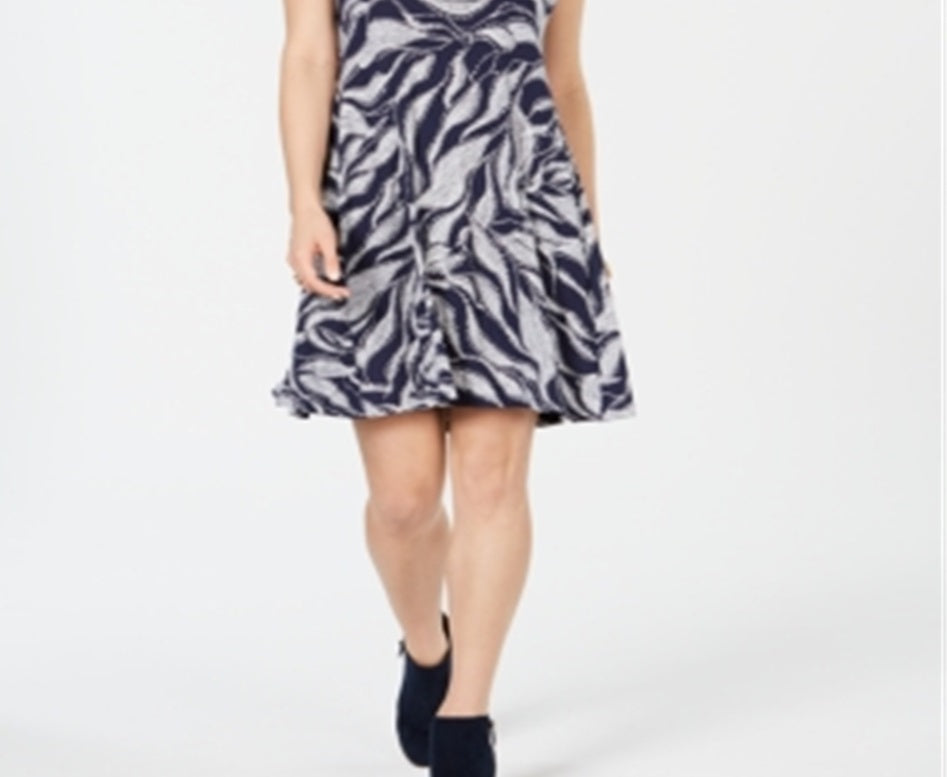 Style & Co Women's Printed Swing Dress Black Size Petite S