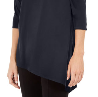Alfani Women's Asymmetrical Cut Out Top Navy- Size Petite M