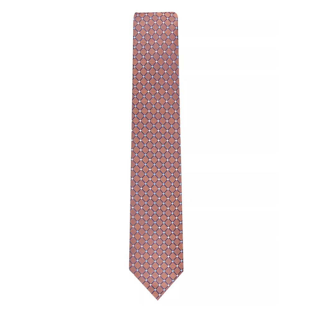 Club Room Men's Classic Grid Silk Tie Orange One Size