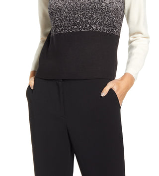 Anne Klein Women's Mock Neck Jacquard Sweater White Size -XL