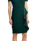 Ralph Lauren Women's Zippered Short Sleeve Jewel Neck Above the Knee Evening Body Con Dress Green Size 14 Petite