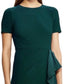 Ralph Lauren Women's Zippered Short Sleeve Jewel Neck Above the Knee Evening Body Con Dress Green Size 14 Petite