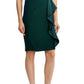 Ralph Lauren Women's Zippered Short Sleeve Jewel Neck Above the Knee Evening Body Con Dress Green Size 14 Petite