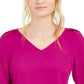 Bar III Women's Pleated Bell Sleeve Top Purple Size Small