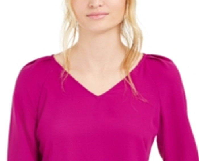 Bar III Women's Pleated Bell Sleeve Top Purple Size Small