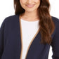 Charter Club Women's Milano Cotton Open Front Cardigan Blue Size 2XL