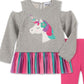 Kids Headquarters Baby Girl's 2 Pc Long Sleeve Unicorn Tunic & Leggings Set Gray Size 6-9MOS