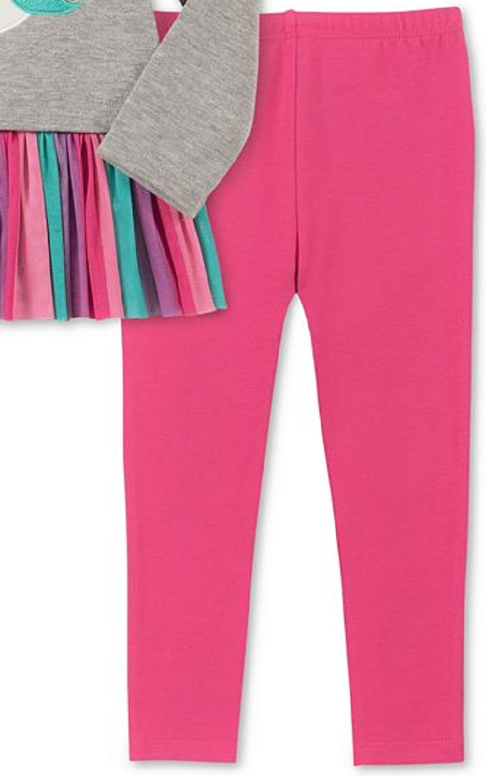 Kids Headquarters Baby Girl's 2 Pc Long Sleeve Unicorn Tunic & Leggings Set Gray Size 6-9MOS