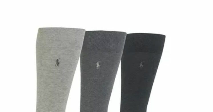 Polo Ralph Lauren Men's 3 Pk Performance Dress Socks Gray Size One Size