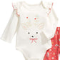 First Impressions Baby Girl's 2 Pc Cotton Reindeer Bodysuit & Footie Pants Set Pink Size 6-9MOS
