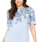 Karen Scott Women's Printed Boat Neck Dress Blue Size Small