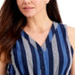 Charter Club Women's Striped Tie Waist Top Blue Size XX-Large