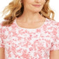 Karen Scott Women's Floral Print Top Orange Size L