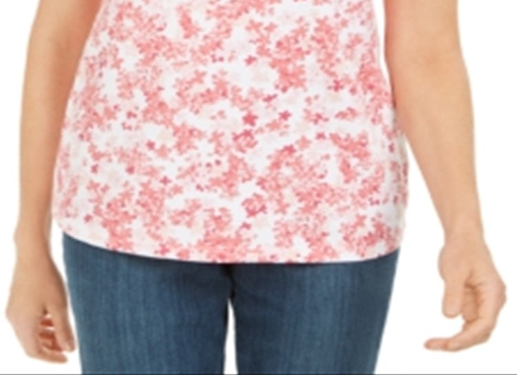 Karen Scott Women's Floral Print Top Orange Size L