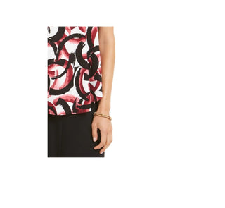 Alfani Women's Petite Printed Round-Hem T-Shirt  Red Size Petite S