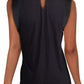 INC International Concepts Women's Pleated Cap Sleeve Mandarin Collar Top Black Size XX-Large