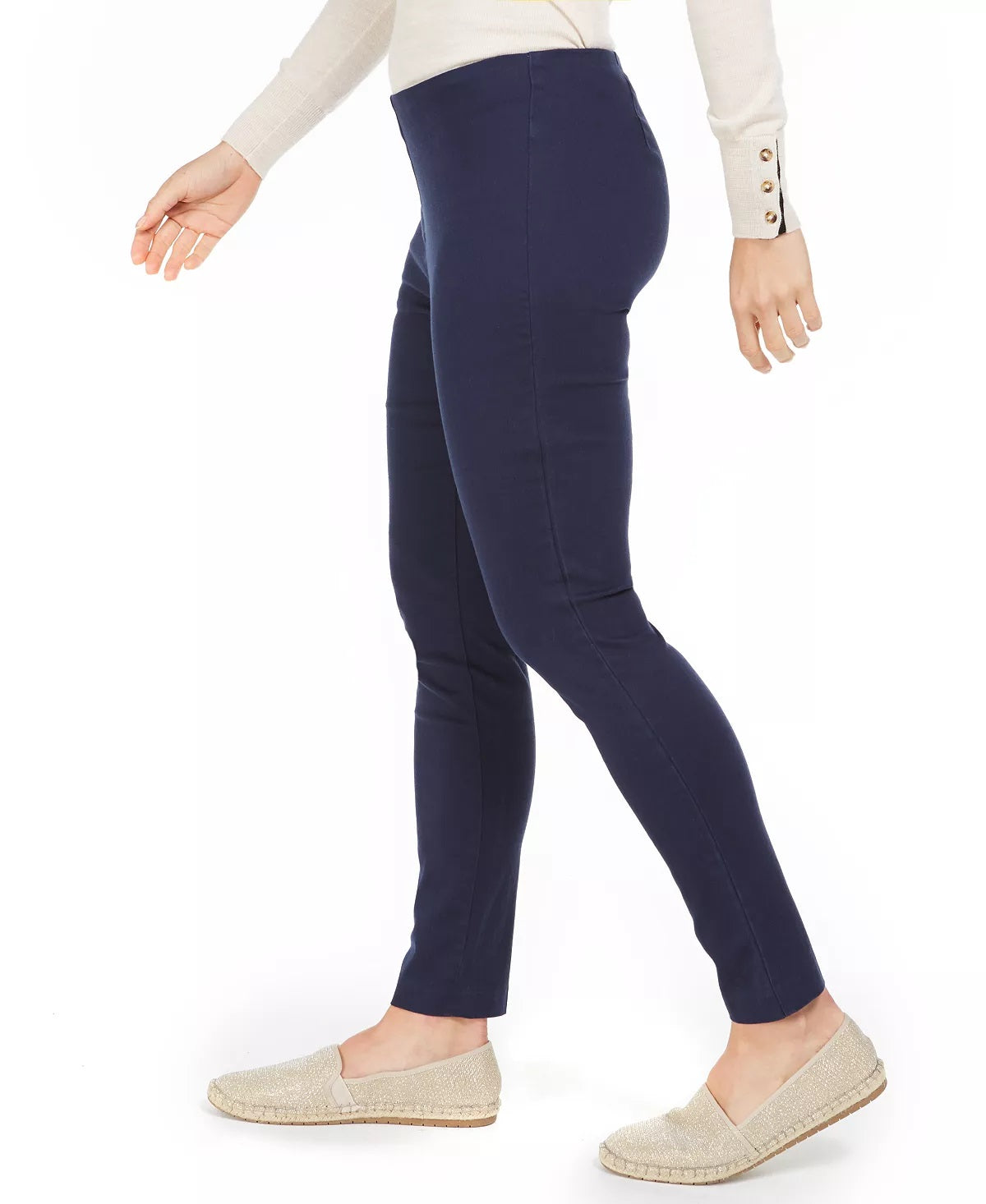 Charter Club Women's Twill Tummy Control Cropped Pants Navy Size 6