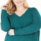 Karen Scott Women's V Neck Sweater Green Size 3X