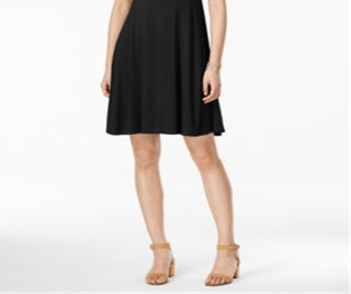 Style & Co Women's Short Sleeve a Line Dress Black Size XS