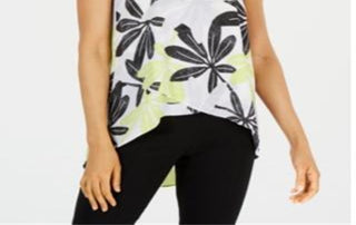 Alfani Women's Printed Crossover Front Top Green Size Petite M