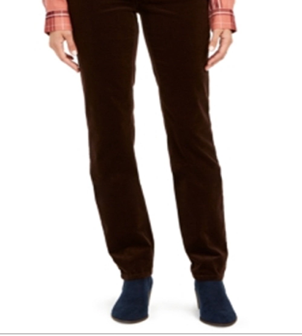 Charter Club Women's Lexington Tummy Control Corduroy Pants Brown Size 14X4