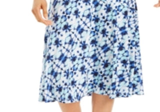 JM Collection Women's Printed MIDI Skirt Blue Size XS
