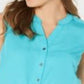 Style & Co Women's Cinched Side Sleeveless Top Blue Size Petite M