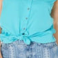 Style & Co Women's Cinched Side Sleeveless Top Blue Size Petite M