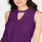 Thalia Sodi Women's Tie Hem Keyhole Sleeveless Top Purple Size -XL