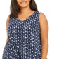 Style & Co Women's Plus Printed Cross Back Swing Dress Blue Size XL