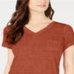Style & Co Women's Burnout V Neck T-Shirt Orange Size Petite S