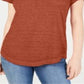 Style & Co Women's Burnout V Neck T-Shirt Orange Size Petite S