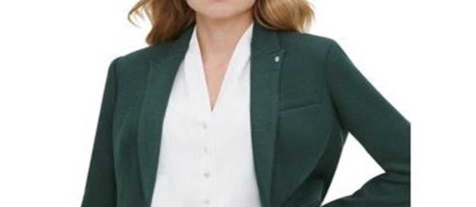 Tommy Hilfiger Women's Long Sleeve Button French Terry Jacket Green Size -12