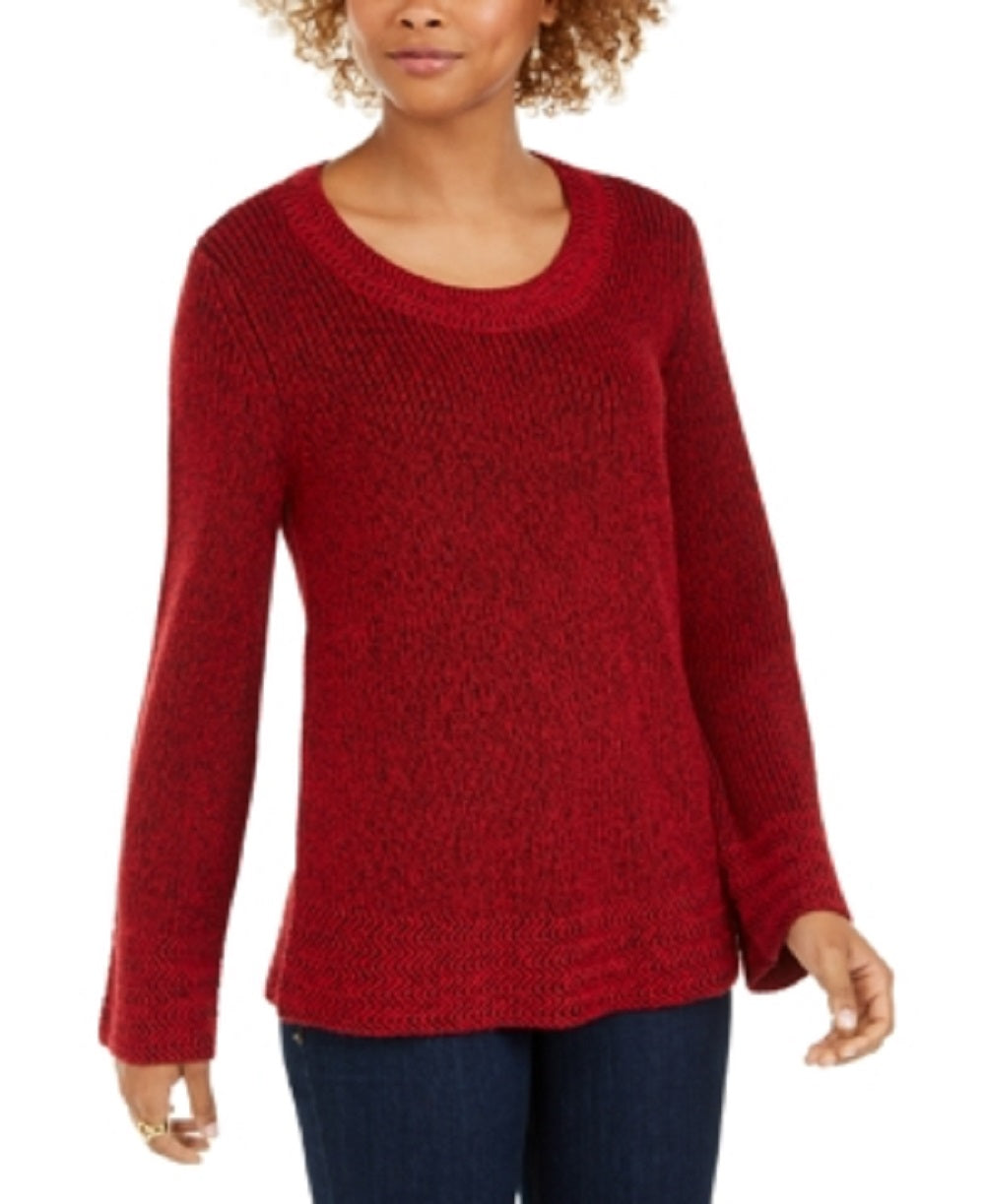 Style Co. Women's Boxy Knit Pullover Sweater Red Size Petite X-Large