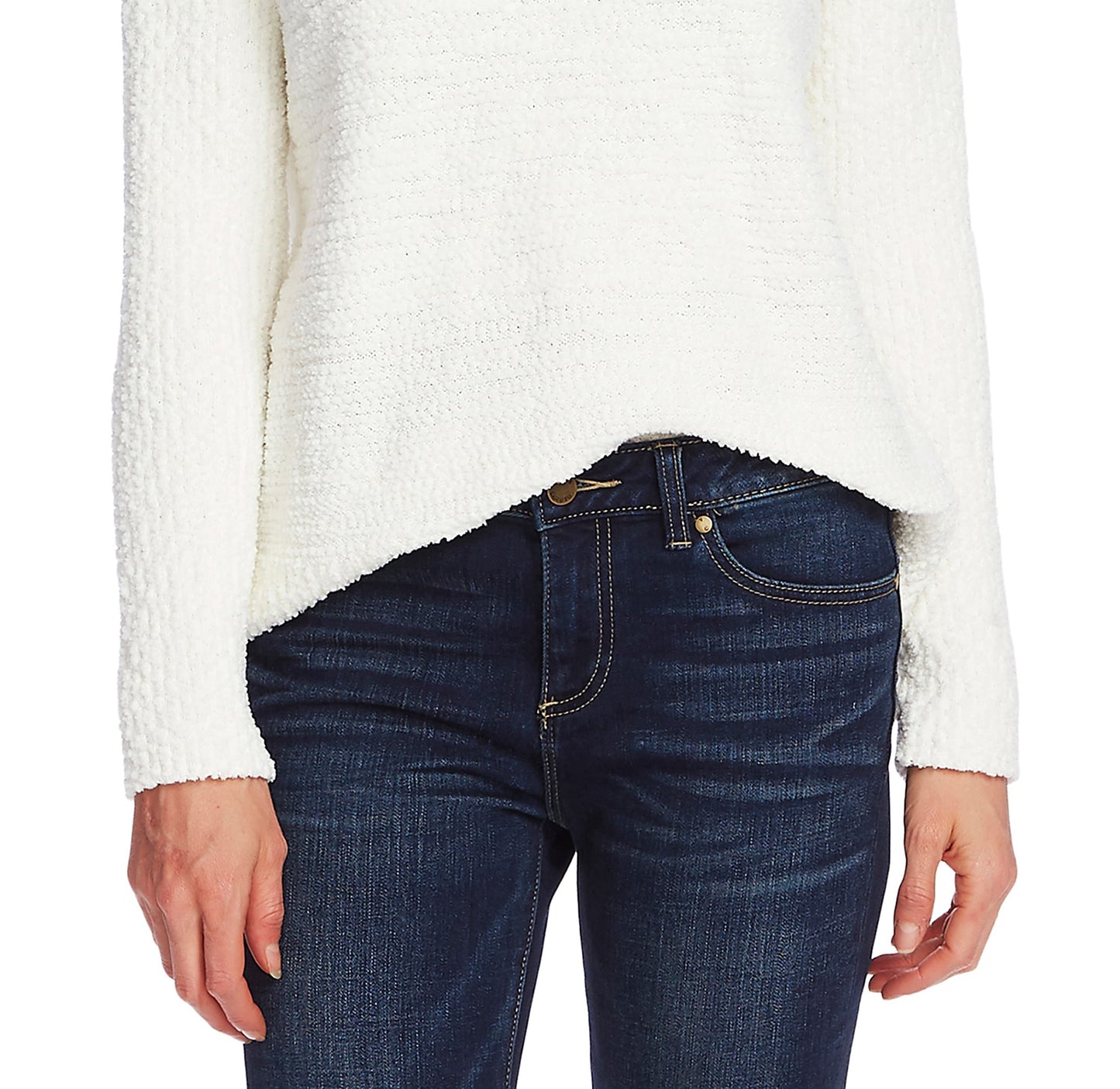 Vince Camuto Women's Long Sleeve Boat Neck Teddy Yarn Sweater Brown Size L