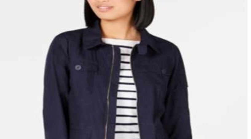 Tommy Hilfiger Women's Cotton Utility Jacket Blue Size M