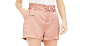 Bar III Women's Belted Satin Shorts Pink Size 4