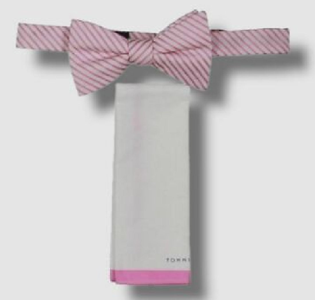 Tommy Hilfiger Men's Seersucker Stripe Bow Tie Pink size Regular