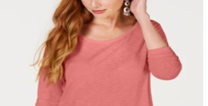 Style & Co Women's Chiffon Hem Top  Pink Size -Petite L