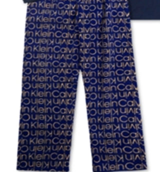 Calvin Klein Big Boy's 2 Pc Logo Fleece Pajamas Set Blue Size S