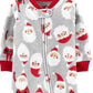 Carter's Kid's Print Santa Fleece Footie Gray Size NEWBORN