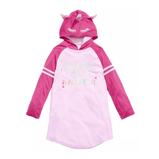 Max & Olivia Little & Big Girl's Hooded Unicorn Nightgown Purple Size -XL