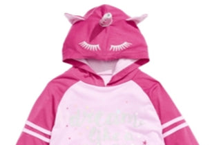 Max & Olivia Little & Big Girl's Hooded Unicorn Nightgown Purple Size -XL